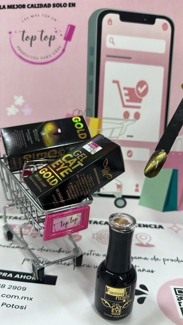 OJO DE GATO GOLD FANTASY NAILS 15 ml - Imagen 2